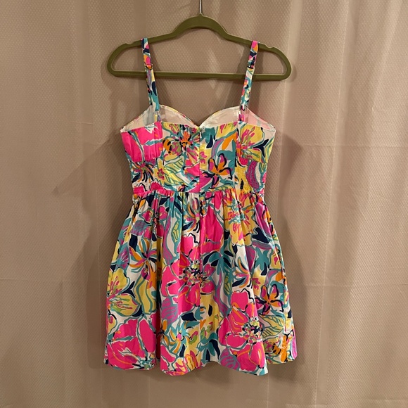 Lilly Pulitzer Christine Besame Mucho Smocked Poplin Fit & Flare Dress Sz10 - Picture 6 of 16